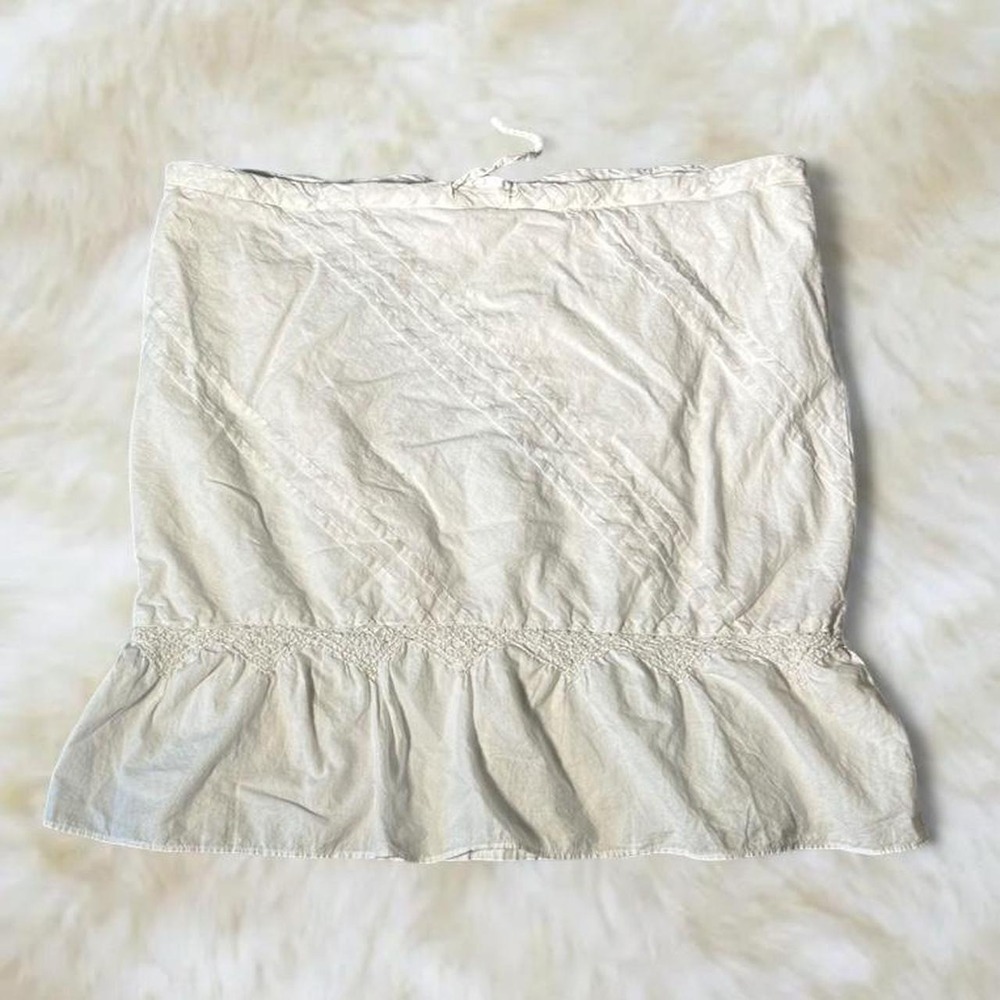 Susan Bristol Y2K Fairy White Mini Skirt Peplum Ruffle Low Rise Vintage 2000s